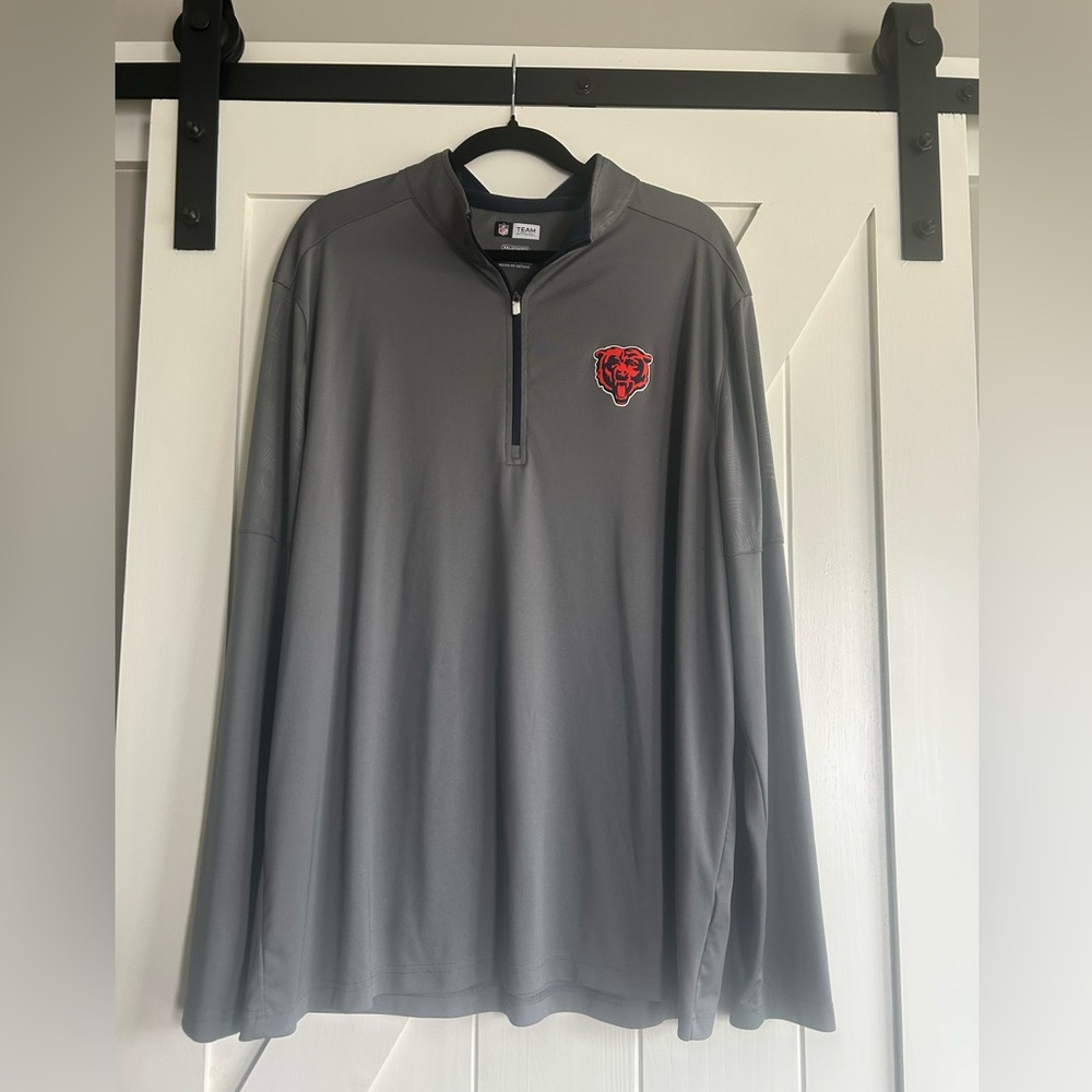 Gray Quarter-Zip Pullover with Red Logo